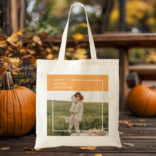 Moderne familie foto en Happy Thanksgiving Day Gif Tote Bag