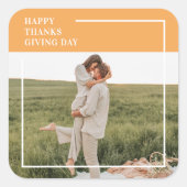 Moderne familie foto en Happy Thanksgiving Day Gif Vierkante Sticker (Voorkant)