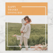 Moderne familie foto en Happy Thanksgiving Day Gif Wijn Etiket (Enkel label)