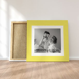 Moderne familie foto Geel Eenvoudig Lovely Gift Canvas Afdruk