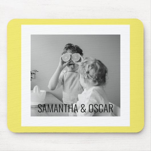 Moderne familie foto Geel Eenvoudig Lovely Gift Muismat (Voorkant)