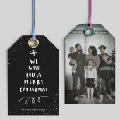 Moderne Familie Foto Kerstcadeau Label Cadeaulabel