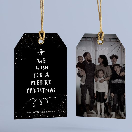 Moderne Familie Foto Kerstcadeau Label Cadeaulabel