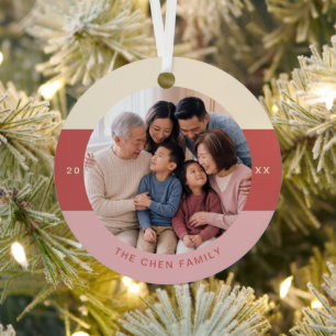Moderne Familie Foto Kerstcadeau Metalen Ornament
