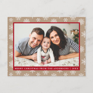 Moderne familie Foto Kraft Snowflake Holiday Briefkaart