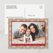 Moderne familie Foto Kraft Snowflake Holiday Briefkaart (Voorkant / Achterkant)