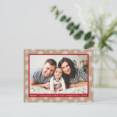 Moderne familie Foto Kraft Snowflake Holiday Briefkaart (Staand voorkant)