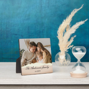 Moderne familie foto & persoonlijk cadeau met naam fotoplaat