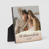 Moderne familie foto & persoonlijk cadeau met naam fotoplaat (Voorkant)