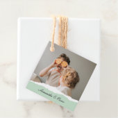 Moderne familie foto & persoonlijke naam Mint Gift Bedankjes Labels (In situ)