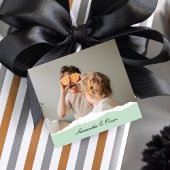 Moderne familie foto & persoonlijke naam Mint Gift Bedankjes Labels