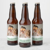 Moderne familie foto & persoonlijke naam Mint Gift Bier Etiket (Flessen)