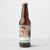Moderne familie foto & persoonlijke naam Mint Gift Bier Etiket (Voorkant)
