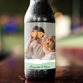 Moderne familie foto & persoonlijke naam Mint Gift Bier Etiket