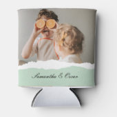 Moderne familie foto & persoonlijke naam Mint Gift Blikjeskoeler (Voorkant)