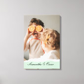 Moderne familie foto & persoonlijke naam Mint Gift Canvas Afdruk (Voorkant)