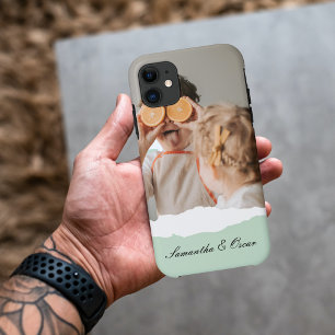 Moderne familie foto & persoonlijke naam Mint Gift Case-Mate iPhone Case