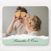 Moderne familie foto & persoonlijke naam Mint Gift Muismat (Voorkant)