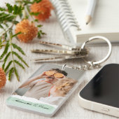 Moderne familie foto & persoonlijke naam Mint Gift Sleutelhanger (Voorkant Rechts)