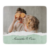 Moderne familie foto & persoonlijke naam Mint Gift Snijplank (Voorkant)
