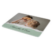 Moderne familie foto & persoonlijke naam Mint Gift Snijplank (Hoek)