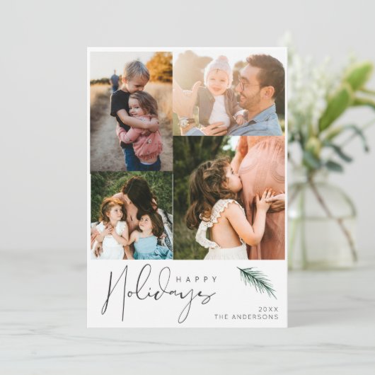 Moderne familie foto Prettige feestdagen kerst Feestdagenkaart (Staand voorkant)