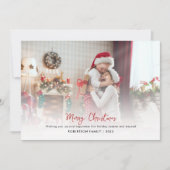 Moderne Familie Foto Stijlvol Script Kerstmis Feestdagenkaart (Voorkant)