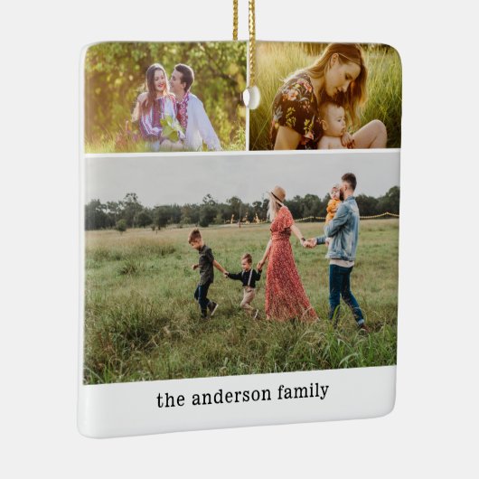 Moderne Familie Fotocollage 6 Foto's Kerstmis Keramisch Ornament (Rechts)