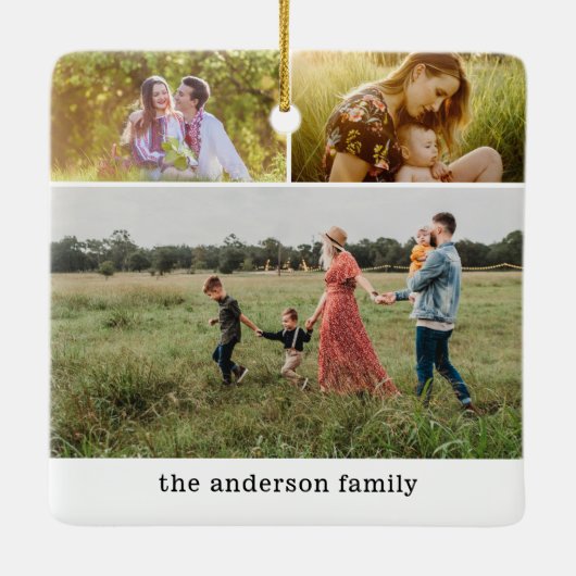 Moderne Familie Fotocollage 6 Foto's Kerstmis Keramisch Ornament (Achterkant)