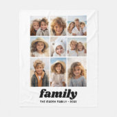 Moderne familie fotocollage 9 foto's wit minimaal fleece deken (Voorkant)