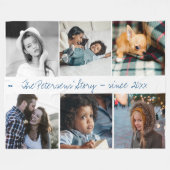 Moderne familie fotocollage handgeschreven script fleece deken (Voorkant (Horizontaal))