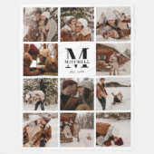 Moderne familie fotocollage | Monogrammed aandenke Fleece Deken (Voorkant)