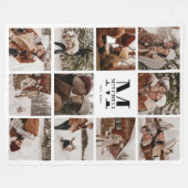 Moderne familie fotocollage | Monogrammed aandenke Fleece Deken (Voorkant (Horizontaal))