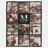 Moderne familie fotocollage | Monogrammed aandenke Fleece Deken (Voorkant)