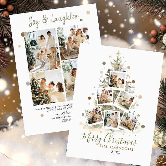 Moderne Familie Fotocollage Vrolijk Kerstfeest Feestdagenkaart