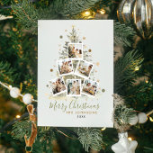Moderne Familie Fotocollage Vrolijk Kerstfeest Feestdagenkaart