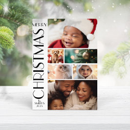 Moderne Familie Fotocollage Zwart Wit Minimalist Kaart