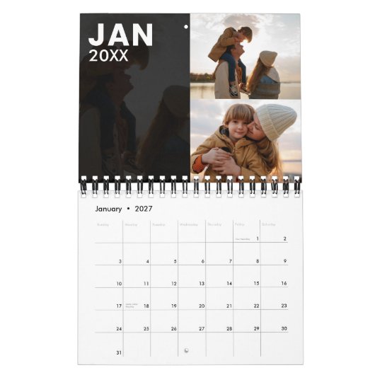 Moderne Familie Fotokalender Grijs Kalender (Jan 2027)