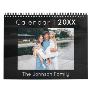 Moderne familie fotokalender zwart kalender