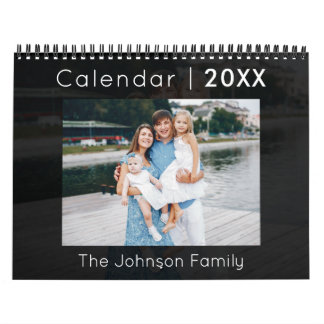 Moderne familie fotokalender zwart kalender