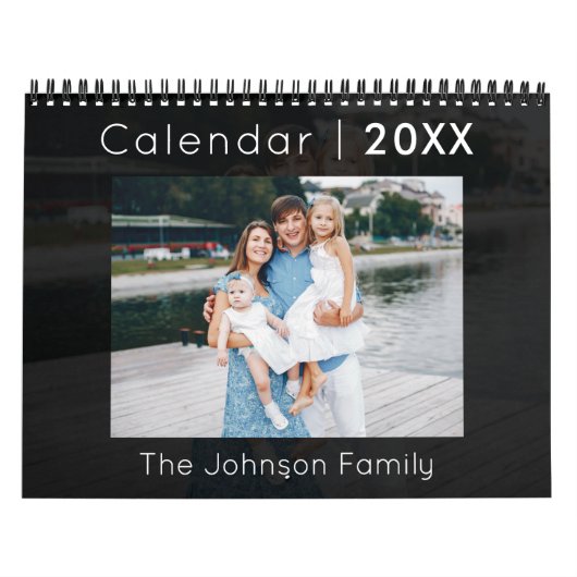 Moderne familie fotokalender zwart kalender (Hoes)