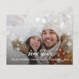 Moderne Familie Foto's Kalligrafie Nieuwjaar Briefkaart