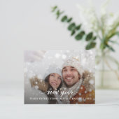 Moderne Familie Foto's Kalligrafie Nieuwjaar Briefkaart (Staand voorkant)