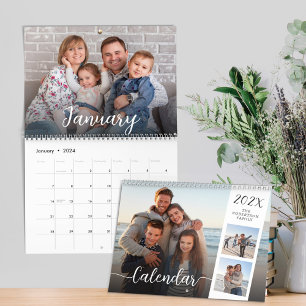 Moderne Familie Foto's Script Overlay 2024 Kalender