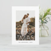 Moderne familie groet. Minimalistische kerstfoto Feestdagenkaart (Staand voorkant)