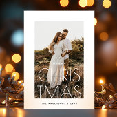 Moderne familie groet. Minimalistische kerstfoto Feestdagenkaart