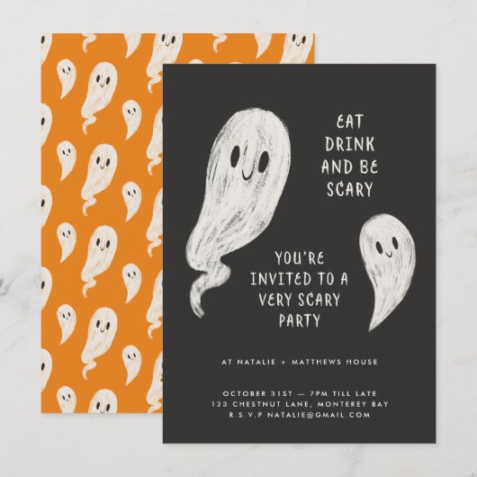 Moderne familie Halloween party uitnodiging (Voorkant / Achterkant)