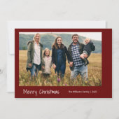 Moderne Familie Kerstfoto Feestelijk Rood Feestdagenkaart (Voorkant)