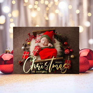 Moderne Familie Kerstvakantie FOTO Folie Feestdagenkaart