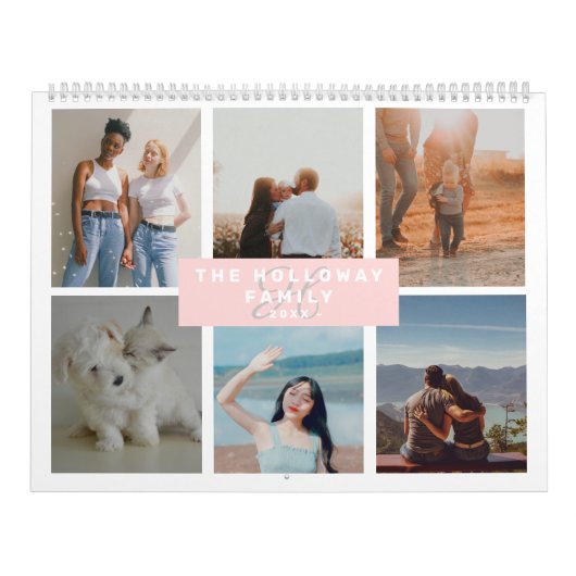 Moderne familie monogram naam roze 18 foto's colla kalender (Hoes)